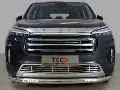 Защита передняя нижняя (с ДХО) 76,1 мм ТСС для Exeed VX 2.0L 4WD 2021 – н.в.