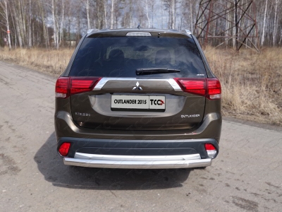 Защита заднего бампера овальная 75х42 мм ТСС для Mitsubishi Outlander 2015-2018