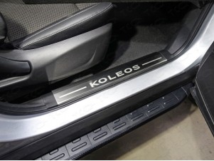 Накладки на пороги на пластик шлифованный лист надпись Koleos 2 штуки для Renault Koleos № RENKOL17-12