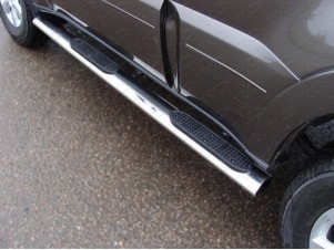 Пороги труба овальная с накладками 120х60 мм для Mitsubishi Pajero 4 № MITPAJ413-04